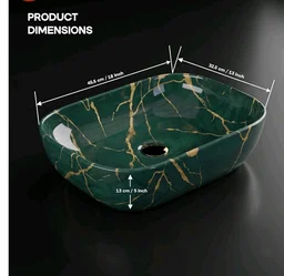 Designer Ceramic Wash Basin For Bathroom | Over Counter Bathroom Basin | Counter Top Bathroom Sink | Wash Basin For Restaurant, Hotel (18 x13 x 5 Inch) (154)