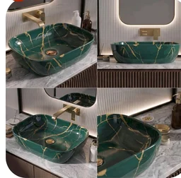 Designer Ceramic Wash Basin For Bathroom | Over Counter Bathroom Basin | Counter Top Bathroom Sink | Wash Basin For Restaurant, Hotel (18 x13 x 5 Inch) (154)