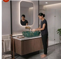 Designer Ceramic Wash Basin For Bathroom | Over Counter Bathroom Basin | Counter Top Bathroom Sink | Wash Basin For Restaurant, Hotel (18 x13 x 5 Inch) (154)