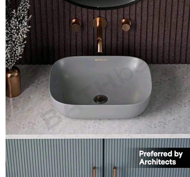 Designer Ceramic Wash Basin For Bathroom | Over Counter Bathroom Basin | Counter Top Bathroom Sink | Wash Basin For Restaurant, Hotel (18 x13 x 5 Inch) (13x18 Grey)