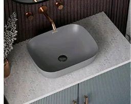 Designer Ceramic Wash Basin For Bathroom | Over Counter Bathroom Basin | Counter Top Bathroom Sink | Wash Basin For Restaurant, Hotel (18 x13 x 5 Inch) (13x18 Grey)