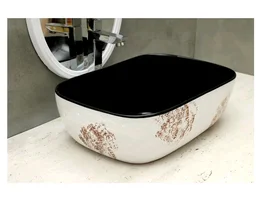 HISRE Bathroom Sink Wash Basin Table Top Wash Basin For Bathroom Over Counter Top Wash Basin For Living Room Washbasin Countertop Tabletop Ceramic Bathroom Kitchen Sink (18 x 13 x 5 Inch) (Style - 6)