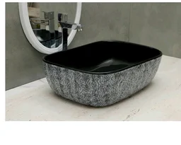 HISRE Bathroom Sink Wash Basin Table Top Wash Basin For Bathroom Over Counter Top Wash Basin For Living Room Washbasin Countertop Tabletop Ceramic Bathroom Kitchen Sink (18 x 13 x 5 Inch) (Style - 2)