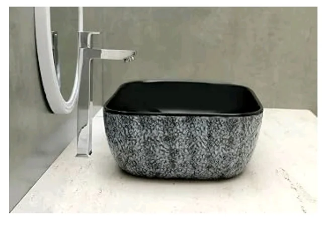 HISRE Bathroom Sink Wash Basin Table Top Wash Basin For Bathroom Over Counter Top Wash Basin For Living Room Washbasin Countertop Tabletop Ceramic Bathroom Kitchen Sink (18 x 13 x 5 Inch) (Style - 2)