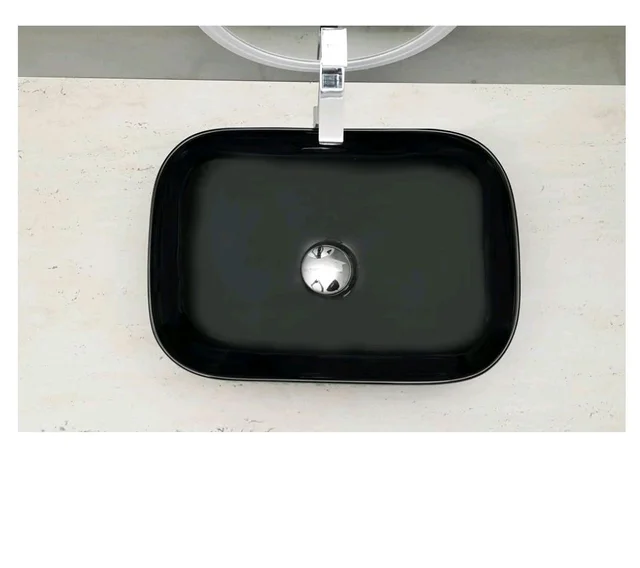 HISRE Bathroom Sink Wash Basin Table Top Wash Basin For Bathroom Over Counter Top Wash Basin For Living Room Washbasin Countertop Tabletop Ceramic Bathroom Kitchen Sink (18 x 13 x 5 Inch) (Style - 2)