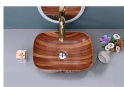 HISRE Bathroom Sink Wash Basin Table Top Wash Basin For Bathroom Over Counter Top Wash Basin For Living Room Washbasin Countertop Tabletop Ceramic Bathroom Kitchen Sink (18 x 13 x 5 Inch) (Style - 13)