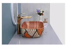 HISRE Bathroom Sink Wash Basin Table Top Wash Basin For Bathroom Over Counter Top Wash Basin For Living Room Washbasin Countertop Tabletop Ceramic Bathroom Kitchen Sink (18 x 13 x 5 Inch) (Style - 13)