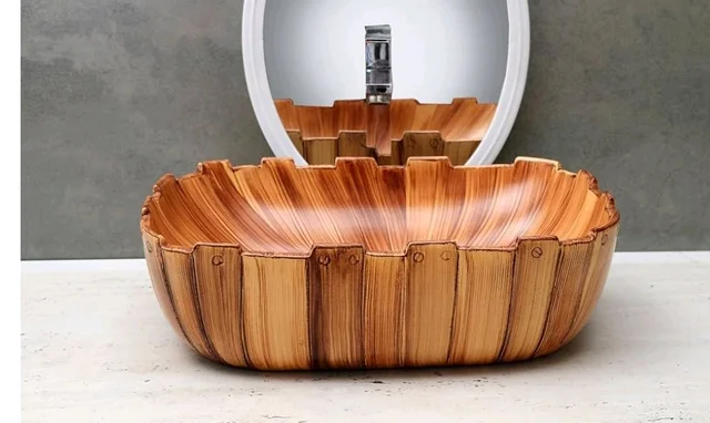 HISRE Bathroom Sink Wash Basin Table Top Wash Basin For Bathroom Over Counter Top Wash Basin For Living Room Washbasin Countertop Tabletop Ceramic Bathroom Kitchen Sink (18 x 13 x 5 Inch) (Style - 4)