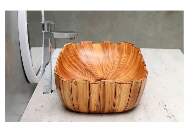 HISRE Bathroom Sink Wash Basin Table Top Wash Basin For Bathroom Over Counter Top Wash Basin For Living Room Washbasin Countertop Tabletop Ceramic Bathroom Kitchen Sink (18 x 13 x 5 Inch) (Style - 4)