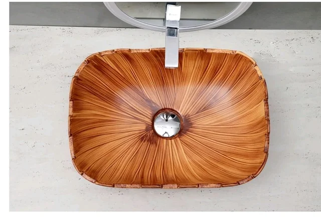 HISRE Bathroom Sink Wash Basin Table Top Wash Basin For Bathroom Over Counter Top Wash Basin For Living Room Washbasin Countertop Tabletop Ceramic Bathroom Kitchen Sink (18 x 13 x 5 Inch) (Style - 4)