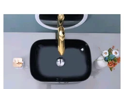 HISRE Bathroom Sink Wash Basin Table Top Wash Basin For Bathroom Over Counter Top Wash Basin For Living Room Washbasin Countertop Tabletop Ceramic Bathroom Kitchen Sink (18 x 13 x 5 Inch) (Style - 12)