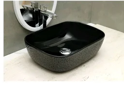 HISRE Bathroom Sink Wash Basin Table Top Wash Basin For Bathroom Over Counter Top Wash Basin For Living Room Washbasin Countertop Tabletop Ceramic Bathroom Kitchen Sink (18 x 13 x 5 Inch) (Style - 5)