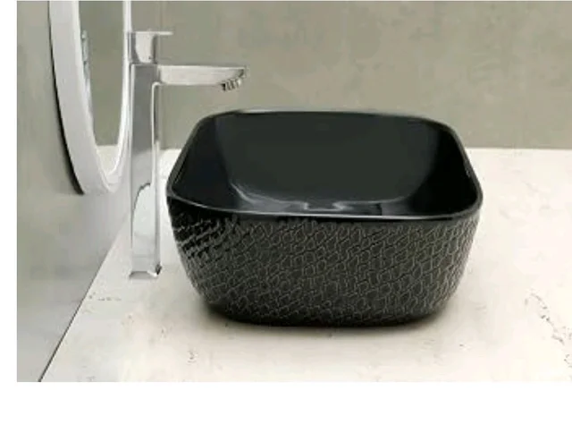 HISRE Bathroom Sink Wash Basin Table Top Wash Basin For Bathroom Over Counter Top Wash Basin For Living Room Washbasin Countertop Tabletop Ceramic Bathroom Kitchen Sink (18 x 13 x 5 Inch) (Style - 5)