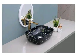 HISRE Bathroom Sink Wash Basin Table Top Wash Basin For Bathroom Over Counter Top Wash Basin For Living Room Washbasin Countertop Tabletop Ceramic Bathroom Kitchen Sink (18 x 13 x 5 Inch) (11)