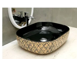 HISRE Bathroom Sink Wash Basin Table Top Wash Basin For Bathroom Over Counter Top Wash Basin For Living Room Washbasin Countertop Tabletop Ceramic Bathroom Kitchen Sink (18 x 13 x 5 Inch) (Style - 8)