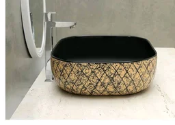 HISRE Bathroom Sink Wash Basin Table Top Wash Basin For Bathroom Over Counter Top Wash Basin For Living Room Washbasin Countertop Tabletop Ceramic Bathroom Kitchen Sink (18 x 13 x 5 Inch) (Style - 8)