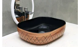HISRE Bathroom Sink Wash Basin Table Top Wash Basin For Bathroom Over Counter Top Wash Basin For Living Room Washbasin Countertop Tabletop Ceramic Bathroom Kitchen Sink (18 x 13 x 5 Inch) (Style - 10)