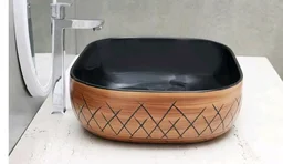 HISRE Bathroom Sink Wash Basin Table Top Wash Basin For Bathroom Over Counter Top Wash Basin For Living Room Washbasin Countertop Tabletop Ceramic Bathroom Kitchen Sink (18 x 13 x 5 Inch) (Style - 10)