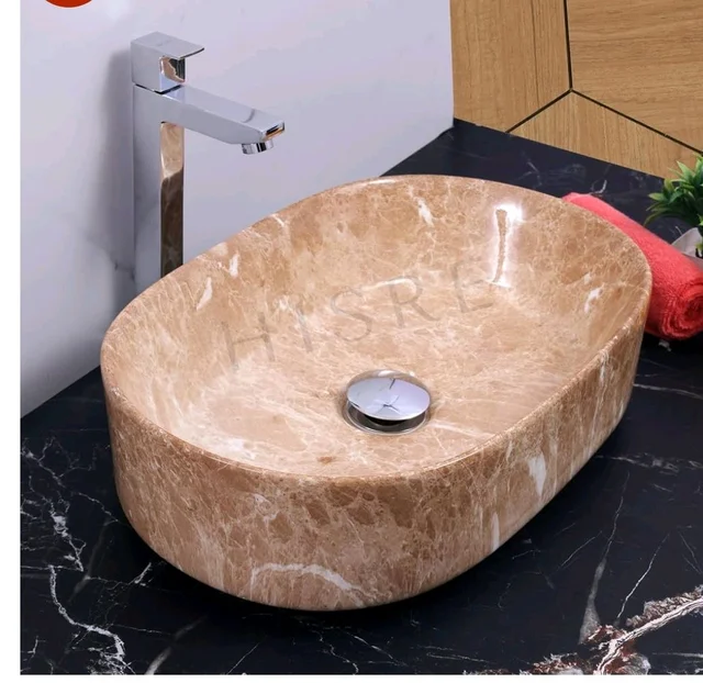 HISRE Table Top Wash Basin For Bathroom | Over Counter Top Wash Basin For Living Room | Washbasin Countertop | Tabletop Ceramic Bathroom Kitchen Sink (20 x 13 x 5.5 Inch) (SKTB1303)