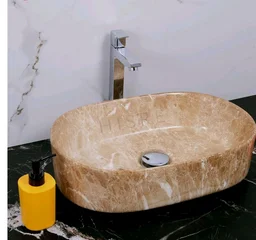 HISRE Table Top Wash Basin For Bathroom | Over Counter Top Wash Basin For Living Room | Washbasin Countertop | Tabletop Ceramic Bathroom Kitchen Sink (20 x 13 x 5.5 Inch) (SKTB1303)