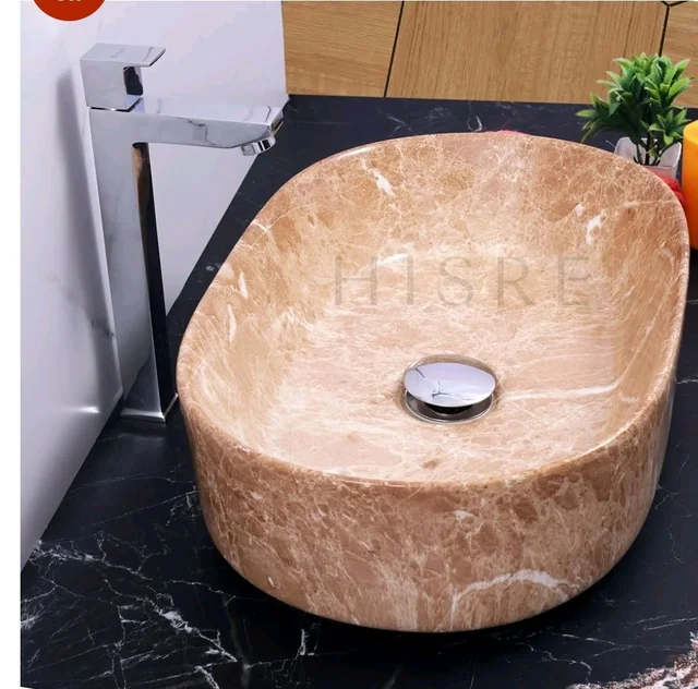 HISRE Table Top Wash Basin For Bathroom | Over Counter Top Wash Basin For Living Room | Washbasin Countertop | Tabletop Ceramic Bathroom Kitchen Sink (20 x 13 x 5.5 Inch) (SKTB1303)