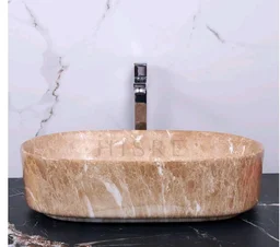HISRE Table Top Wash Basin For Bathroom | Over Counter Top Wash Basin For Living Room | Washbasin Countertop | Tabletop Ceramic Bathroom Kitchen Sink (20 x 13 x 5.5 Inch) (SKTB1303)