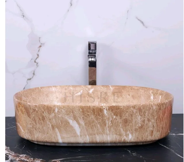 HISRE Table Top Wash Basin For Bathroom | Over Counter Top Wash Basin For Living Room | Washbasin Countertop | Tabletop Ceramic Bathroom Kitchen Sink (20 x 13 x 5.5 Inch) (SKTB1303)