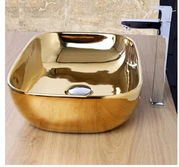 HISRE Table Top Wash Basin For Bathroom | Over Counter Top Wash Basin For Living Room | Washbasin Countertop | Tabletop Ceramic Bathroom Kitchen Sink (18 x 14 x 5.5 Inch) (SKTHI2306)