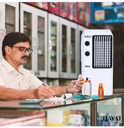 Havai Mini Table Cooler, White, 9 Litre Tank Capacity
Portable Cooler Vertical Blower, Single Person Use, Ice Box, 2 Feet Air Throw, 3 Speed Control, 1 Year Warrant