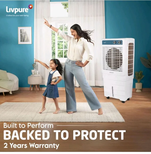 Livpure Aerofrost Neo 70L Desert Air Cooler, White, Adjustable Speed, Ice Chamber, 5 Castor Wheels, Water Level Indicator, Works on Inverter