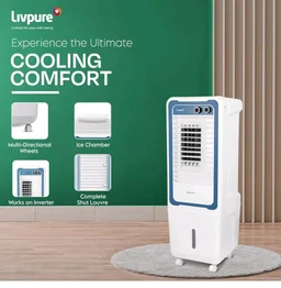 Livpure Magnakool Tower 36L Air Cooler|High Speed Air Delivery|188 Sq.Ft. Large Area Coverage|Ice Chamber|High Density Honeycomb Pads|Inverter Compatible|2Yrs Motor Warranty,1 Yr Comprehensive(White)