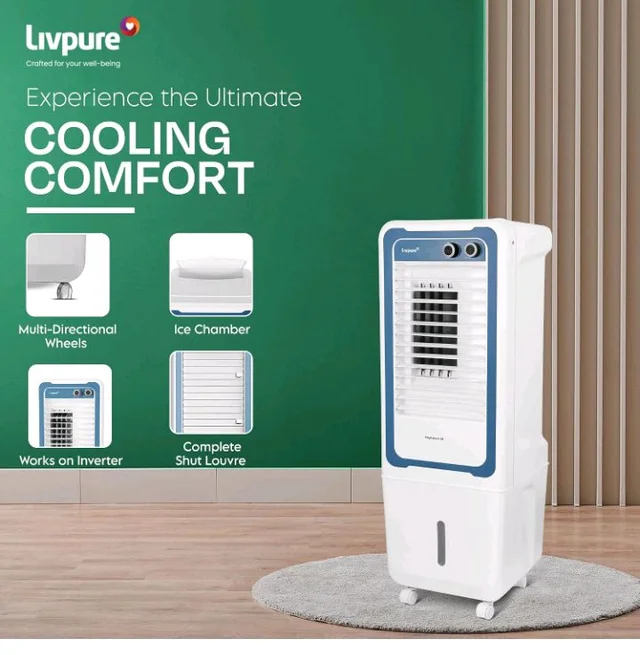 Livpure Magnakool Tower 36L Air Cooler|High Speed Air Delivery|188 Sq.Ft. Large Area Coverage|Ice Chamber|High Density Honeycomb Pads|Inverter Compatible|2Yrs Motor Warranty,1 Yr Comprehensive(White)