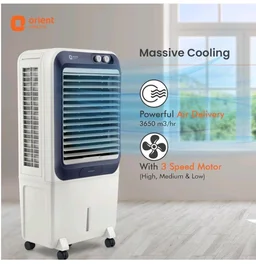 Orient Electric Knight 70L Desert Air Cooler with Densenest Honeycomb pads, Ice chamber, Dust Filter & High Air Delivery | Desert Cooler for home (Grey)