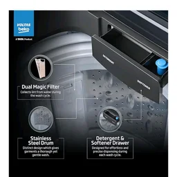 Voltas Beko, A Tata Product 11 Kg 5 Star Fully-Automatic Top Loading Washing Machine (WTL1106UEA / OBS1060, Grey, Double Waterfall Technology)