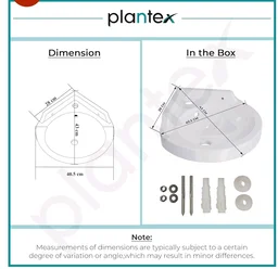 Plantex White Corner Wash Basin/Wall Mount Basin for Bathroom/Ceramic Tabletop Basin with 10 Years Glaze Warranty by Plantex/Small Corner Sink (Breva - 14.5 x 14.5 x 5 Inch)