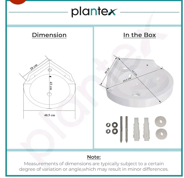 Plantex White Corner Wash Basin/Wall Mount Basin for Bathroom/Ceramic Tabletop Basin with 10 Years Glaze Warranty by Plantex/Small Corner Sink (Breva - 14.5 x 14.5 x 5 Inch)