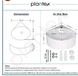 Plantex Ceramic Wall Hung Basin/Corner Bathroom Basin/Wall Mounted Wash Basin with 10 Years Glaze Warranty/Sink for Living Room (Eva -White- 14x14x6 inch)