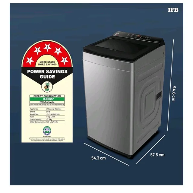 IFB 7.5 Kg 5 Star AI Powered Deepclean® Technology Fully Automatic Top Load Washing Machine with Inbuilt Heater(TL751MS2SID,Eco Inverter, Power Steam®, Activmix, 4 Year Machine Warranty,Mystic Silver)