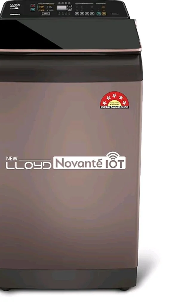 Lloyd 8.5 Kg 5 Star Fully Automatic Intelli Inverter Motor Top Load Novante IOT With In Built Heater Washing Machine (GLWT855N12CB, Copper Blush