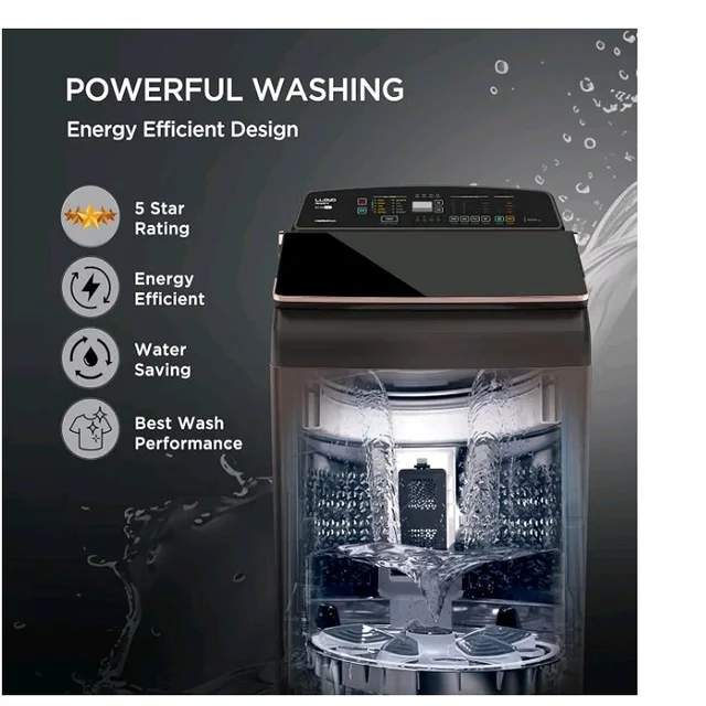 Lloyd 8.5 Kg 5 Star Fully Automatic Intelli Inverter Motor Top Load Novante IOT With In Built Heater Washing Machine (GLWT855N12CB, Copper Blush