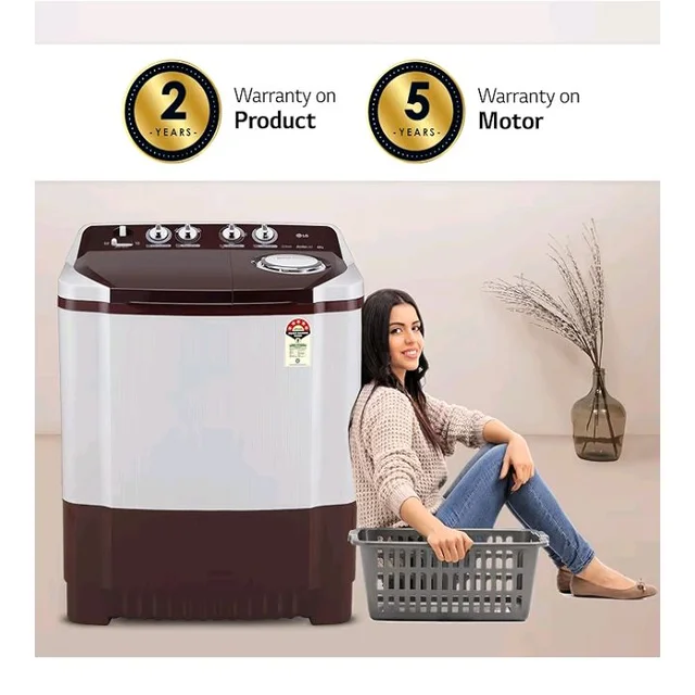 LG 8.5 kg 5 Star Semi-Automatic Top Load Washing Machine (P8530SRAZ, Burgundy, Roller Jet Pulsator)