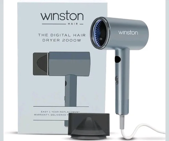 Winston Digital Smart Ionic Hair Dryer 2000 Watts Fast Drying with LED Display, Dual Speed & Heat Settings, All Hair Types, Lightweight