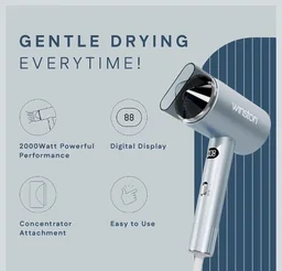 Winston Digital Smart Ionic Hair Dryer 2000 Watts Fast Drying with LED Display, Dual Speed & Heat Settings, All Hair Types, Lightweight