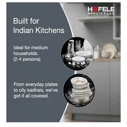 Hafele Aqua Chrome Dishwasher |13 Place Settings |Upto 70 Utensils |Designed for Indian Kitchens |Free-Standing |Hygienic & High-Performance Cleaning |Premium Stainless Steel Finish |5-Year Warranty
