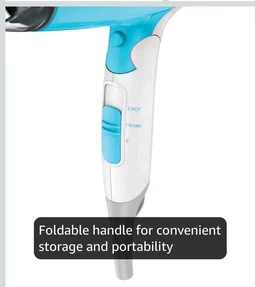 Havells HD3151 1200 W Foldable Hair Dryer; 3 Heat (Hot/Cool/Warm) Settings Including Cool Shot Button; Heat Balance Technology, Turquoise