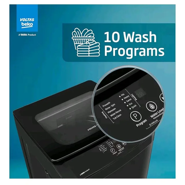Voltas Beko, Top Load 7 Kg 5 Star Eco Wash/Monsoon Dry Fully-Automatic Washing Machine (WTL70, Water Reuse, Side Waterfall, Mansoon Dry, Dark Grey)
100+ bought in past month
