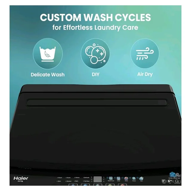Visit the Haier Store
5.0
5.0 out of 5 stars
(1)
Haier 8 Kg 5 Star Fully Automatic Top Load Washing Machine with Oceanus Wave Drum, Magic Filter, 8 Wash Programs (HWM80-310BK, Black, Stainless Steel Drum, 15 Mins Quick Wash)