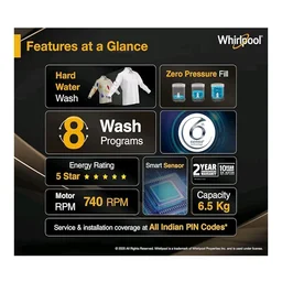Whirlpool 6.5 kg Magic Clean 5 Star Fully Automatic Top Load Washing Machine Grey (MAGIC CLEAN 6.5 GENX GREY 5YrMW)