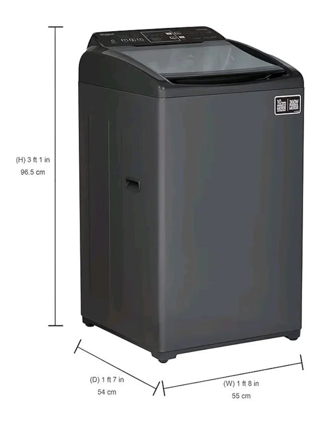 Whirlpool 7.5 Kg 5 Star Fully-Automatic Top Loading Washing Machine (WHITEMAGIC ELITE 7.5, Grey, Hard Water Wash)