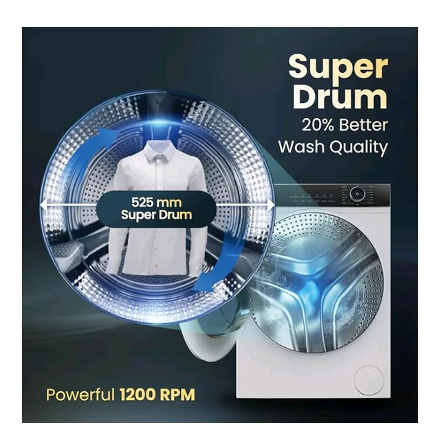 Haier 8 kg 5 Star Powered by AI-DBT with PuriSteam, 525mm Super Drum, Inverter Motor with In-Built Heater Fully Automatic Front Load Washer (HW80-IM12929C | White)
100+ bought in past month